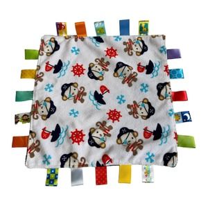 Taggies Pirate Monkey Nautical Tags Blue Baby Infant Security Blanket Lovey